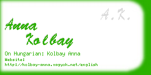 anna kolbay business card